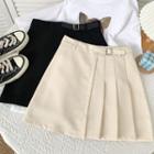 Asymmetrical High-waist Pleated Mini Skirt