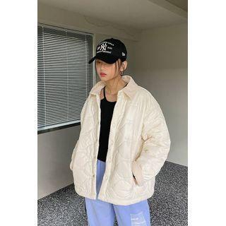 Corduroy-collar Quilted Padded Jacket