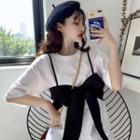 Set: Elbow-sleeve T-shirt + Cropped Camisole Top