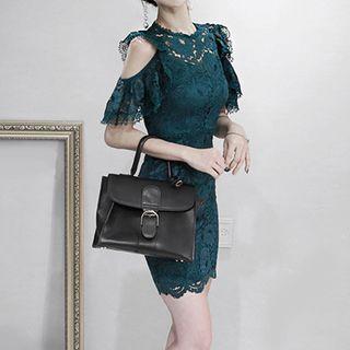 Cold Shoulder Sheath Lace Dress