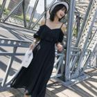 Off-shoulder Chiffon Midi A-line Dress