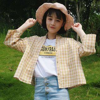3/4 Sleeve Band Collar Shirt