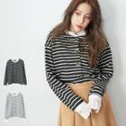 Striped Button Long-sleeve Top