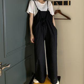 Set: Crew-neck Short-sleeve T-shirt + Wide-leg Jumper Pants