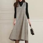 Herringbone A-line Pinafore Dress