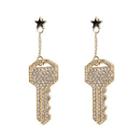 Rhinestone Key Dangle Earring 1 Pair - As Shown In Figure - One Size