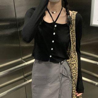 Long-sleeve Strappy Button-up Top