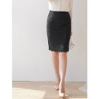 Plus Size Elasticized-waist Lace Pencil Skirt