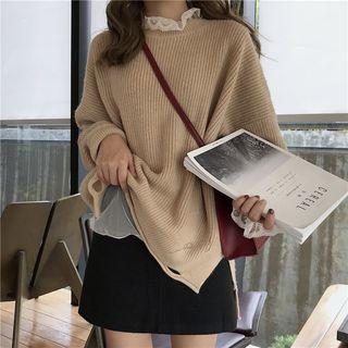 Rip Sweater / Long-sleeve Lace Top / Mini A-line Skirt