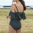 Frill-trim Dotted Swimsuit