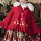 Bell-sleeve Fluffy Collar Single-breasted Jacket