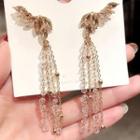 Rhinestone Wings Fringed Earring 1 Pair - As Shown In Figure - One Size