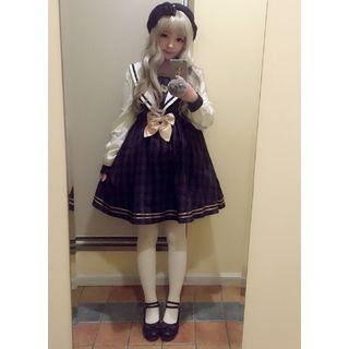 Bow Sailor Collar Long-sleeve Dress