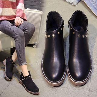 Faux Leather Studded Chelsea Ankle Boots