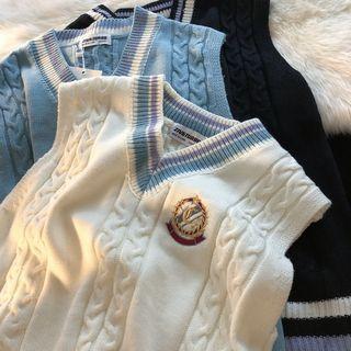 Badge Embroidered Sweater Vest