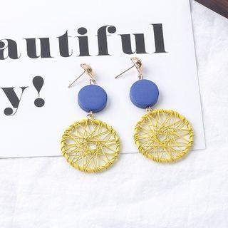 Wooden Hoop Yarn Dangle Earring