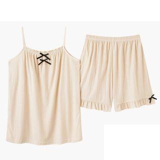 Loungewear Set : Bow Suspender Top & Shorts