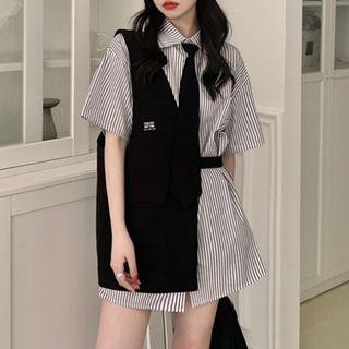 Short-sleeve Striped Shirt / Vest