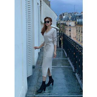 Cashmere Blend Knit Maxi Dress & Sash
