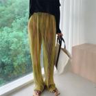 Plain Cold Shoulder Top/ Wide-leg Dyed Pants