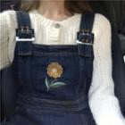 Plain Knit Top / Flower Denim Jumper Dress