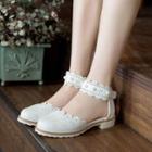 Pointelle Ankle Strap Flats