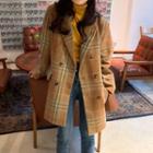 Double-breasted Plaid Blazer / Long-sleeve Turtleneck Top
