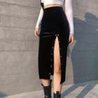 Grommet Side-slit Pencil Skirt