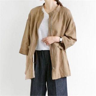 Drawstring-waist Linen Jacket