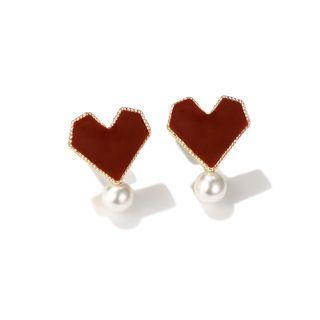 925 Faux Pearl Heart Earring