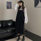 Lantern-sleeve Blouse / Midi Jumper Dress