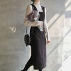 Pencil-fit Long Pinafore Dress Black - One Size