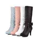Bow-accent High-heel Tall Boots