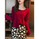 Button-down Square-neck Knit Top