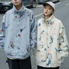 Splatter Print Zip-up Jacket