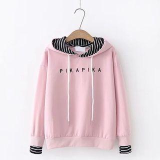 Embroidered Hooded Sweater As Shown In Figure - One Size