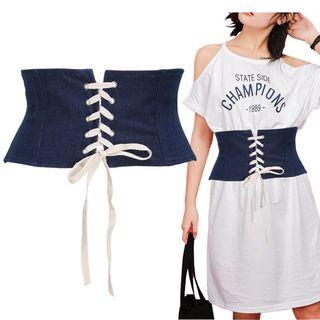 Denim Lace-up Elastic Belt