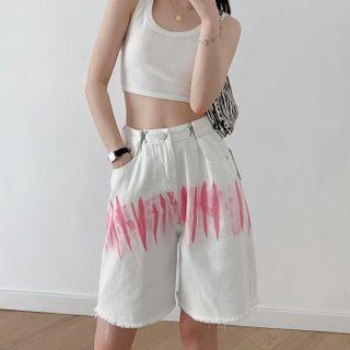 Tie Dye Wide-leg Denim Shorts