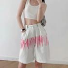 Tie Dye Wide-leg Denim Shorts
