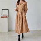 Band-waist Flap-back Trench Coat
