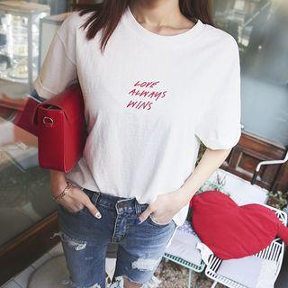 Roll-up Sleeve Lettering T-shirt