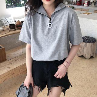 Zip Loose-fit Short-sleeve Polo-shirt