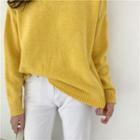 Plain Round-neck Loose-fit Sweater