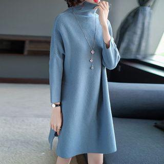 Turtleneck 3/4-sleeve Sweater Dress
