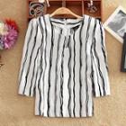 Cutout-front Striped Top