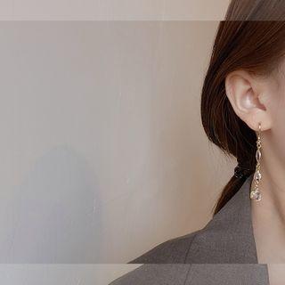 Rhinestone 925 Sterling Silver Dangle Earring 1 Pair - E2526 - Gold - One Size