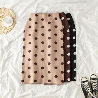 Polka-dot Knit Pencil Skirt
