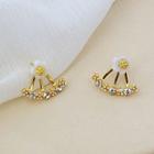 Rhinestone Flower Ear Jacket 1 Pair - Gold - One Size