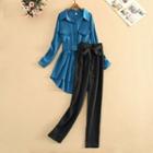 Buckle Shirt / Straight Leg Dress Pants / Set