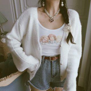 Fluffy Cardigan White - One Size